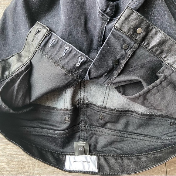 Current Elliott The Fused High Waist Stiletto Jeans Faux-Leather Trim - Picture 13 of 15